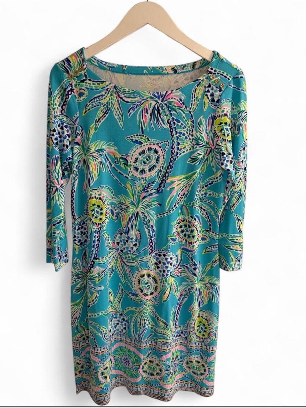 Lilly Pulitzer Sophie Dress UPF 50+ Bermuda Blue Turtle Szn Size M NWT - Picture 2 of 7
